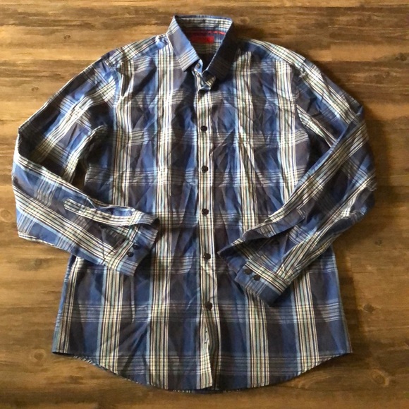 Men’s Alfani Plaid Button Down size M - Picture 3 of 10